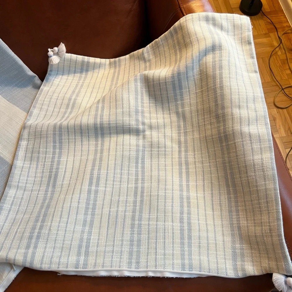 NWT! Pair of Serena & Lily Bay Stripe Outdoor Pillow Covers - 20” Square